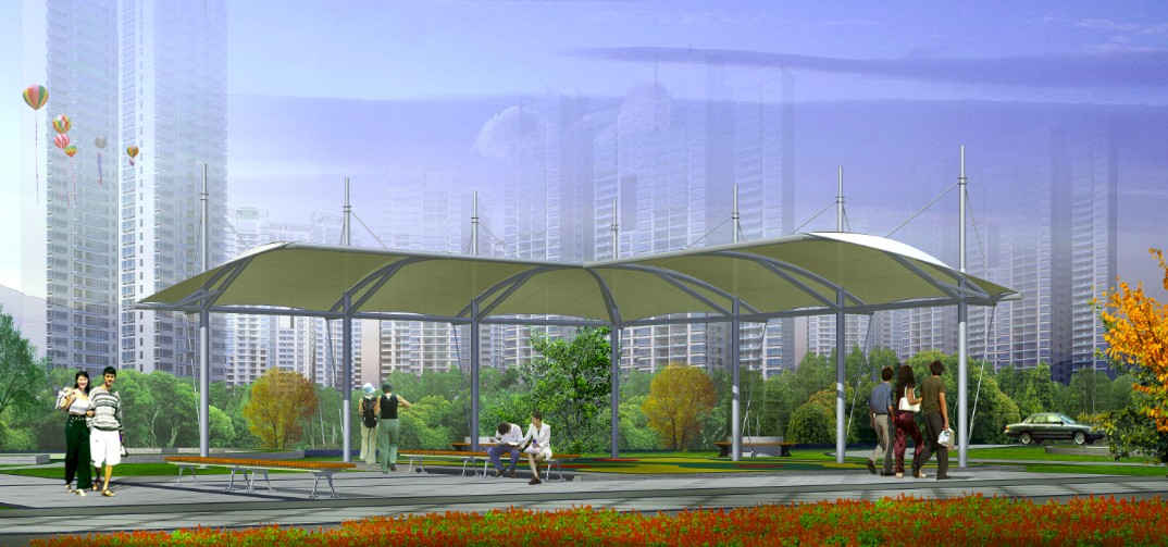 地下車庫出入口膜結構